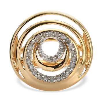 Diamant Ring 925 Silber Gelbgold Vermeil (Gr&ouml;&szlig;e 16.00) ca. 0,33 ct