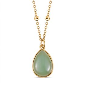 Grüner Aventurin Anhänger mit Kette, ca. 15.00 ct