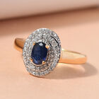 Blauer Saphir und Zirkon-Halo-Ring, 925 Silber vergoldet, 1,10 ct. image number 1