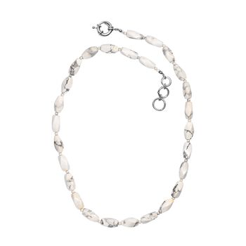 Wei&szlig;er Howlit Halskette ca. 50 cm Nickelfreies Messing platiniert ca. 180.00 ct