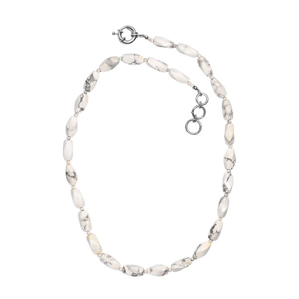 Wei&szlig;er Howlit Halskette ca. 50 cm Nickelfreies Messing platiniert ca. 180.00 ct image number 4