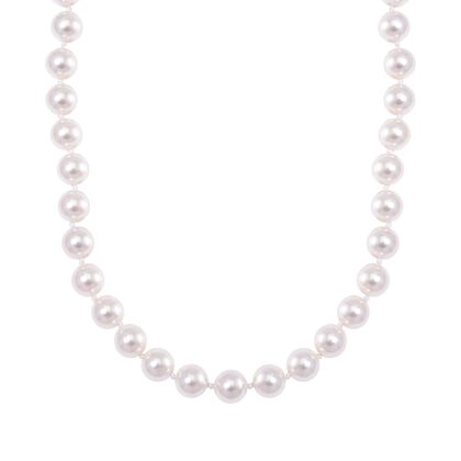 Wei&szlig;e Muschelkernperle Halskette, ca. 50 cm, Reiner Edelstahl