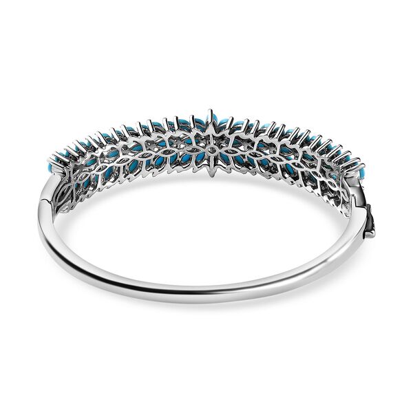 Amerikanischer, nat&uuml;rlicher Sleeping Beauty T&uuml;rkis und wei&szlig;er Zirkon-Armreif, ca. 19 cm, 925 Silber platiniert ca. 10,40 ct image number 5