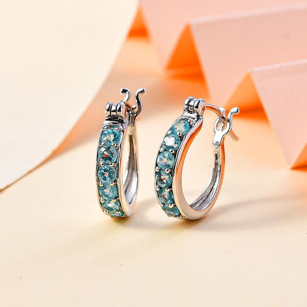 Paraiba-Apatit Ohrringe 925 Silber platiniert ca. 0,95 ct. image number 2