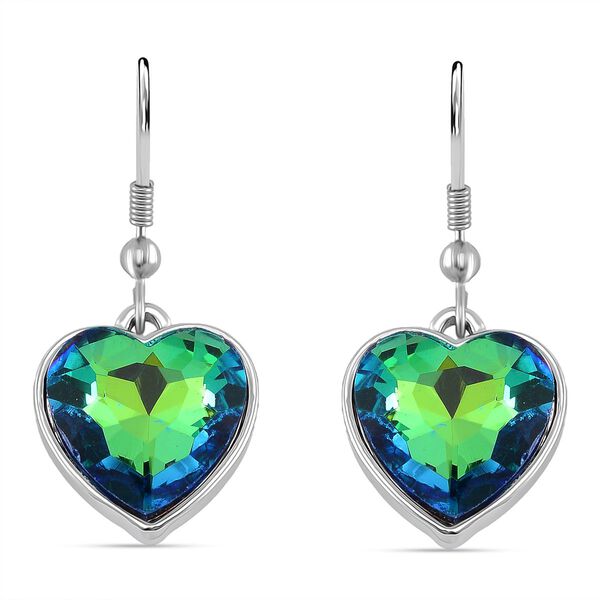 2er Set - Gr&uuml;ner Magie Farbe Kristall Armband und Ohrringe, Silberfarben image number 5