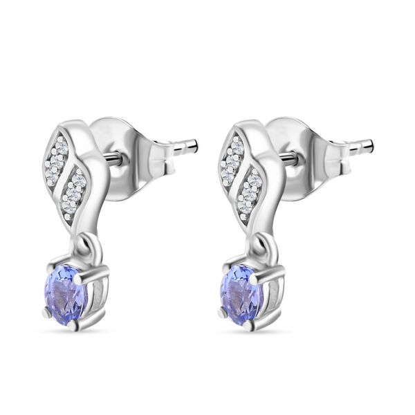 Tansanit, Wei&szlig;er Zirkon Ohrringe 925 Silber rhodiniert ca. 0.49 ct image number 3