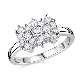 RADIANTA GRA zertifiziert Moissanit (D-VVS) Ring 925 Silber rhodiniert (Gr&ouml;&szlig;e 18.00) ca. 1.07 ct