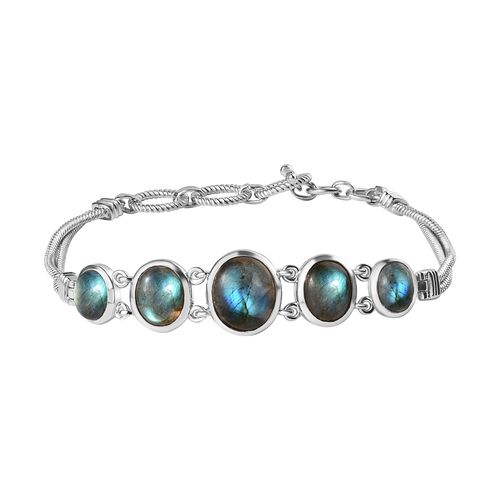 Labradorit Armband ca. 18 cm Reines Messing platiniert ca. 14.85 ct image number 0
