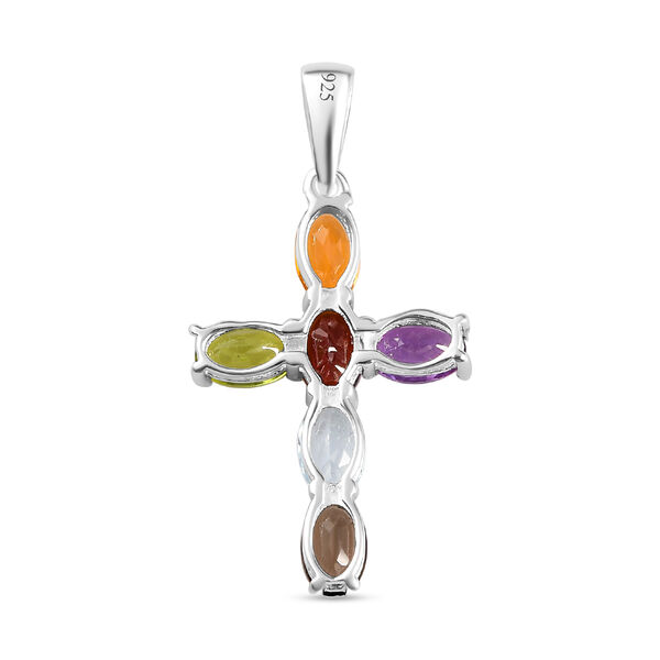 Mehrfarbiger Edelstein Kreuz-Anh&auml;nger, 925 Silber ca. 2,87 ct image number 5