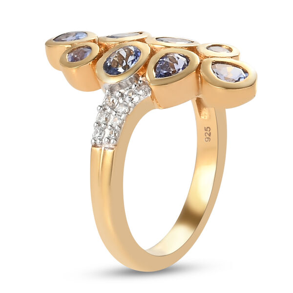 Tansanit und Zirkon Ring 925 Silber vergoldet  ca. 1,28 ct image number 5