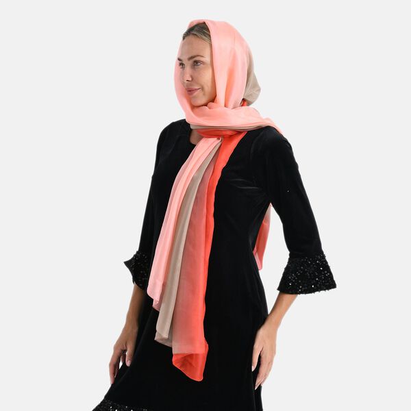  LA MAREY signature 100% silk scarf108*110cmweight:40gcolor:brown and redMaterial:100% Mulberry silk image number 3