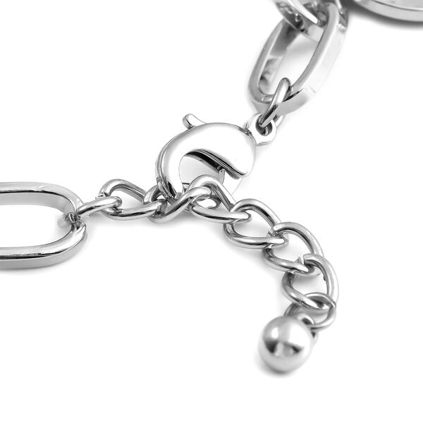 Weißes Glasperlen-Armband, 19 cm, silberfarben image number 4