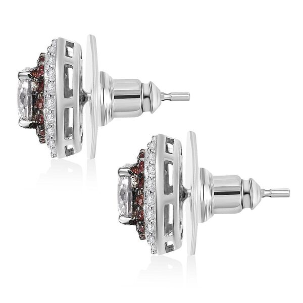 D'Joy 100 Facetten Moissanit, Roter Saphir Ohrringe 925 Silber rhodiniertca. 2.06 ct image number 4