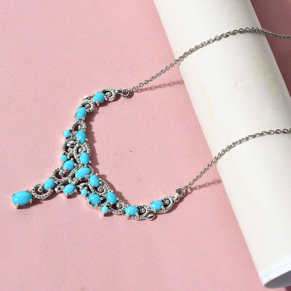 Amerikanische, nat&uuml;rliche Sleeping Beauty T&uuml;rkis-Halskette in Silber image number 3