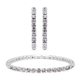 Weiße Kristall-Ohrringe mit Armband - 7,90 ct.