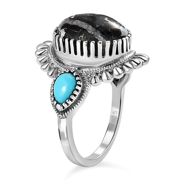 Wei&szlig;er B&uuml;ffel und Sleeping Beauty T&uuml;rkis Ring - 6,37 ct. image number 4