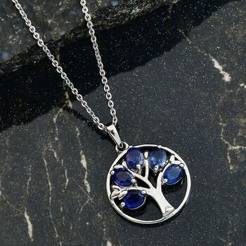 D'Joy Masoala Saphir (Fissure gef&uuml;llt) Schmuckset ca. 50 cm 925 Silber rhodiniert ca. 1,50 ct.