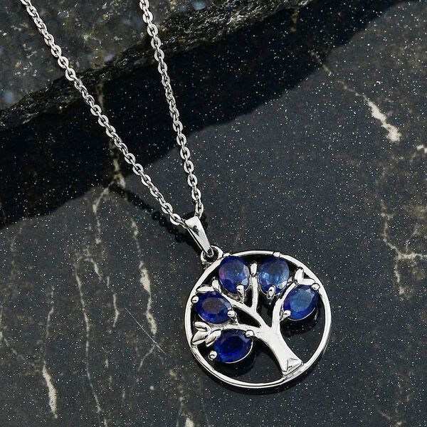 D'Joy Masoala Saphir (Fissure gefüllt) Schmuckset ca. 50 cm 925 Silber rhodiniert ca. 1,50 ct. image number 2