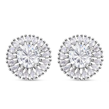 Wei&szlig;e Zirkonia Ohrringe, silberfarben