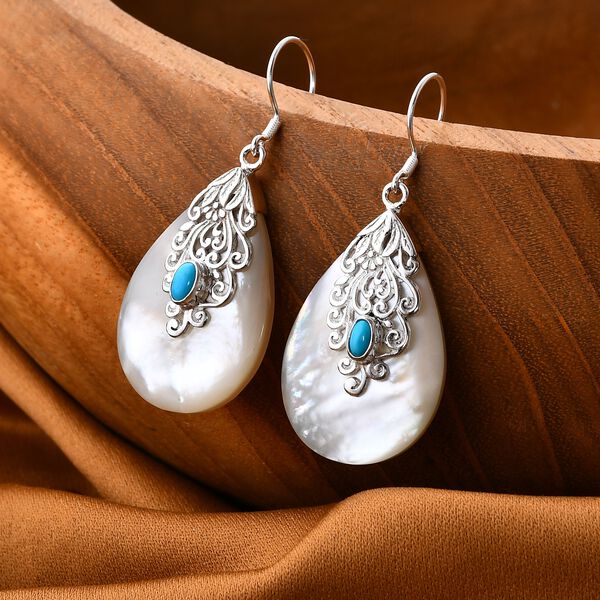 Royal Bali Kollektion - Sleeping Beauty Türkis und Perlmutt Ohrringe image number 1