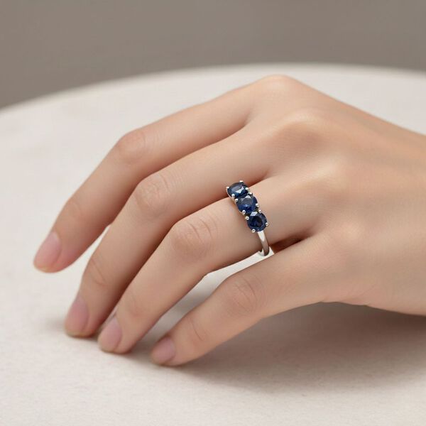 D'Joy AAA Ceylon-Saphir Ring 925 Silber rhodiniert (Gr&ouml;&szlig;e 18.00) ca. 1,24 ct image number 2