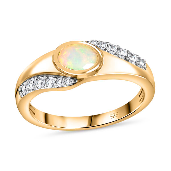 Nat&uuml;rlicher, &auml;thiopischer Welo Opal und Zirkon-Ring - 0,56 ct. image number 5