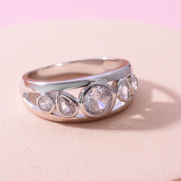 Lustro Stella - Wei&szlig;er Zirkonia Ring, 925 Silber platiniert, ca. 1,96 ct image number 1