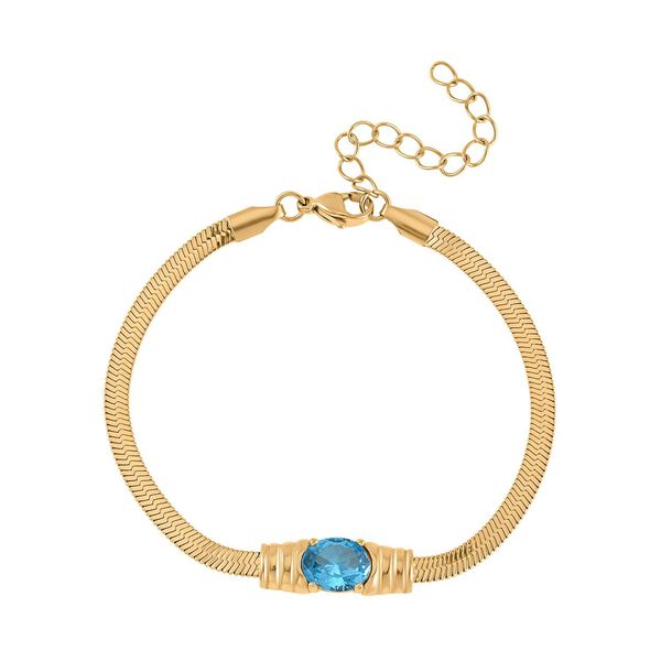 2-teiliges Schmuckset, Halskette und Armband mit Blauer Kristallen, Edelstahl goldfarben image number 7