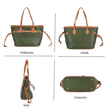 Hochwertige Echtleder Handtasche, gr&uuml;n