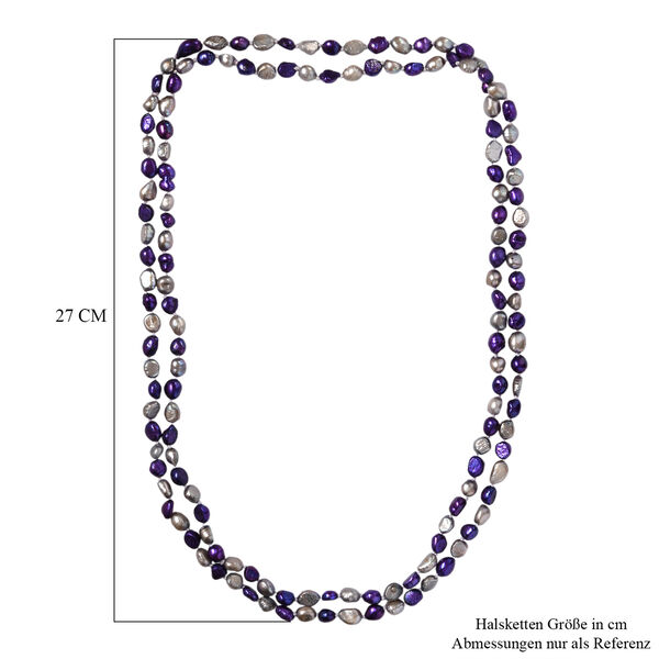 Dunkelblaue und graue gef&auml;rbte S&uuml;&szlig;wasserperle Halskette, 147 cm image number 6