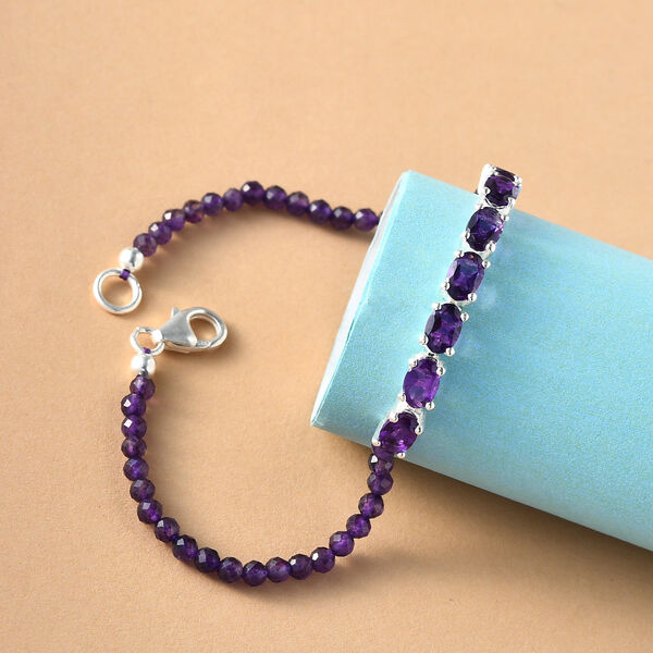 Afrikanischer Amethyst Armband 19 cm 925 Silber ca. 10,54 ct image number 2