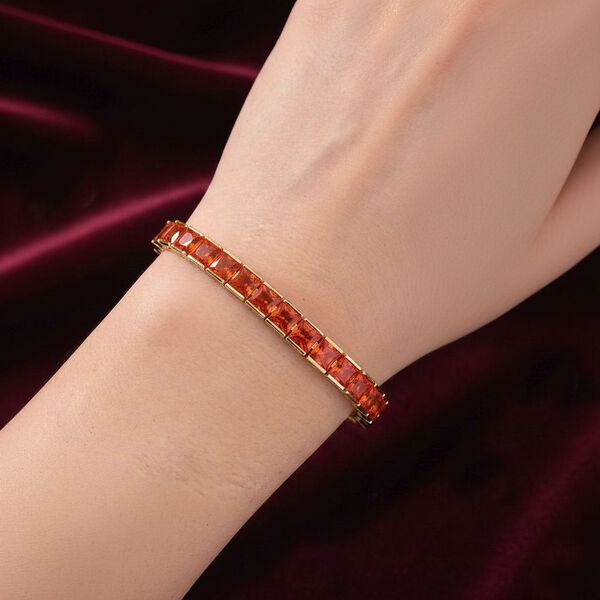 Orangefarbenes Zirkonia-Armband, 18+2,5cm image number 2