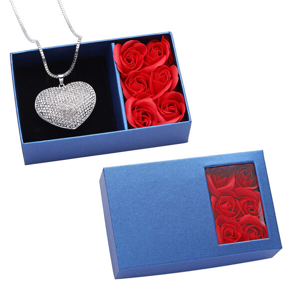 Weißer Kristall-Herz-Anhänger mit 73+5 cm Kette - 8 ct. image number 7