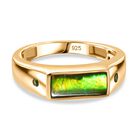 Ammolit, Natürlicher Chromdiopsid Ring 925 Silber 750 Gelbgold Vermeil (Größe 17.00) ca. 1,11 ct