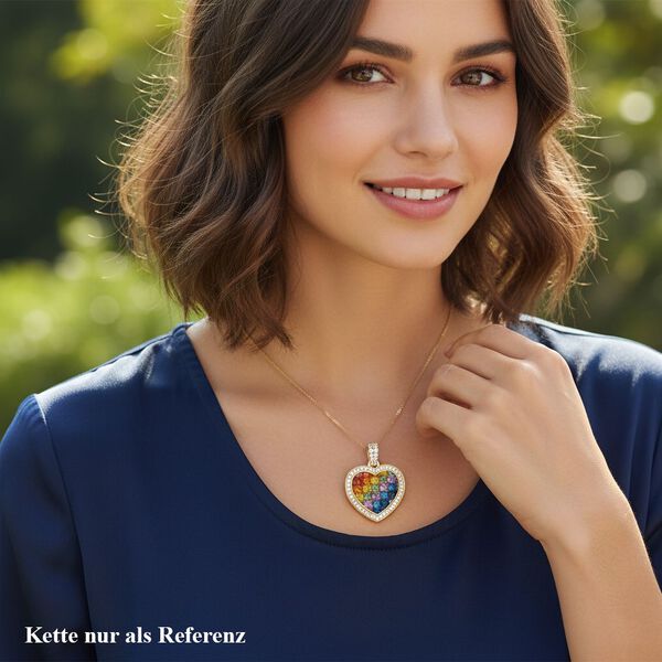 LUXURIANT AAA mehrfarbiger Saphir und Labor Diamant Anh&auml;nger in 585 Gold - 5,22 ct. image number 2