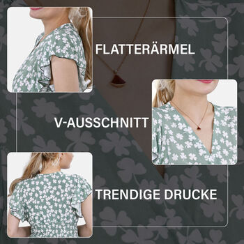 Jumpsuit mit gesmokter Taille und Flatter&auml;rmel, gr&uuml;n