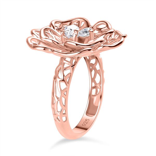 Floraler Moissanit-Ring, 925 Silber 750 Ros&eacute;gold Vermeil - 0,33 ct. image number 5