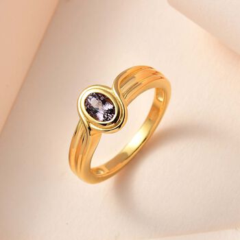 AA Nat&uuml;rlicher Tansanischer Lavendel-Spinell Ring, 925 Silber vergoldet, (Gr&ouml;&szlig;e 20.00) ca. 0.62 ct