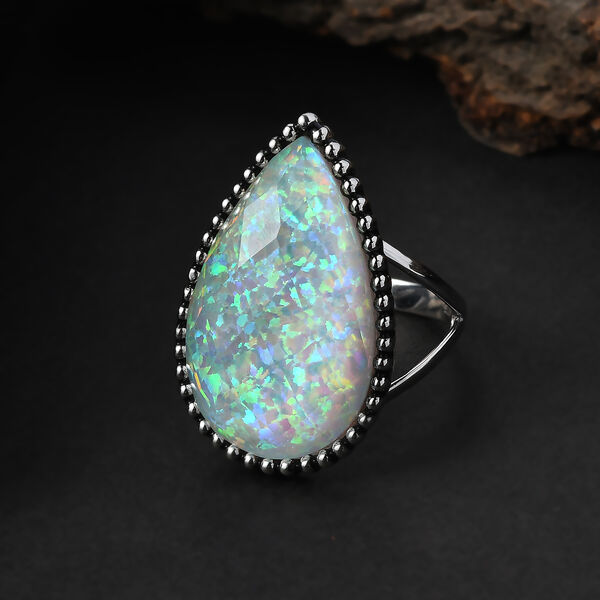Sajen Silber-Opal Dublett Ring 925 Silber rhodiniert (Gr&ouml;&szlig;e 18.00) ca. 18.89 ct image number 1