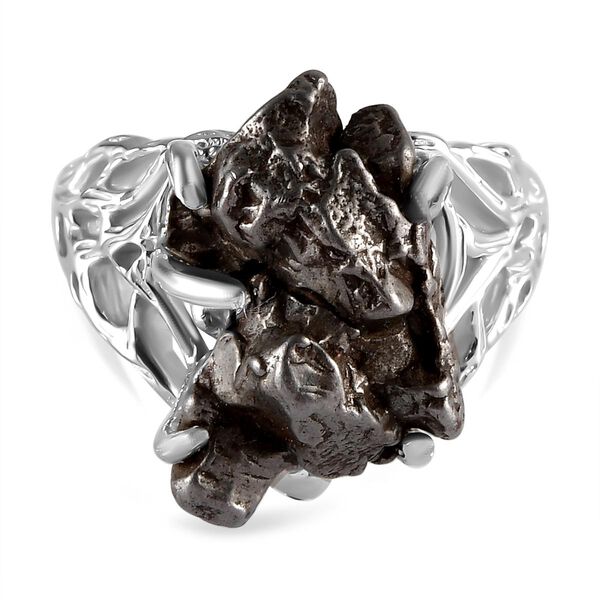 Meteorit-Ring, 925 Silber platiniert (Gr&ouml;&szlig;e 17.00) ca. 20,00 ct image number 0