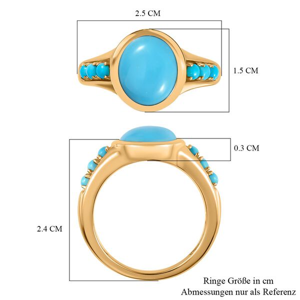 AA Sleeping Beauty Türkis Ring 925 Silber Gelbgold Vermeil (Größe 17.00) ca. 4,99 ct image number 7