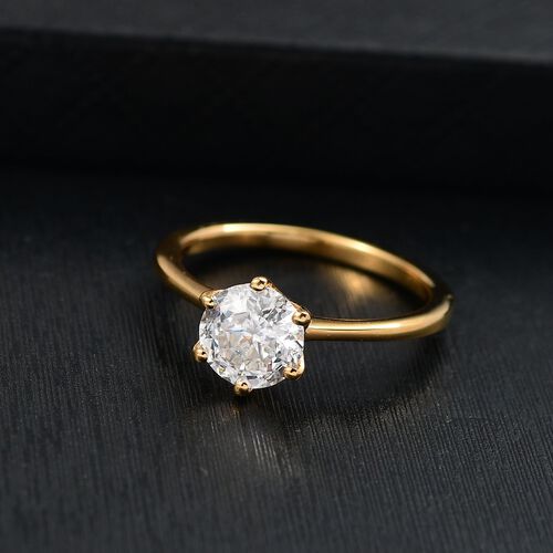 D’joy Moissanit Ring 925 Silber 750 Gelbgold Vermeil (Größe 17.00) ca. 1,26 ct image number 1
