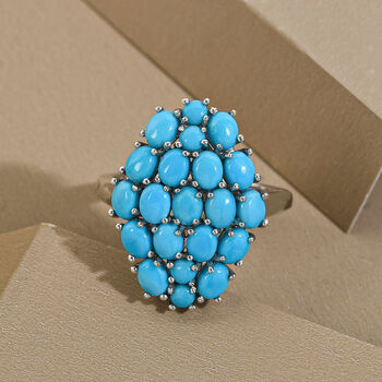 Amerikanischer, Nat&uuml;rlicher Sleeping Beauty T&uuml;rkis-Ring, 925 Silber platiniert  ca. 2,47 ct