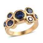 Fissure gefüllt blauer Saphir Ring 925 Silber 585 Vergoldet image number 3