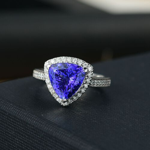 Rhapsody AAAA Tansanit, Weißer Diamant Ring 950 Platin (Größe 18.00) ca. 3,61 ct image number 1
