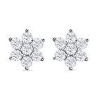 Weiße Zirkon-Ohrringe, 925 Silber ca. 0,98 ct