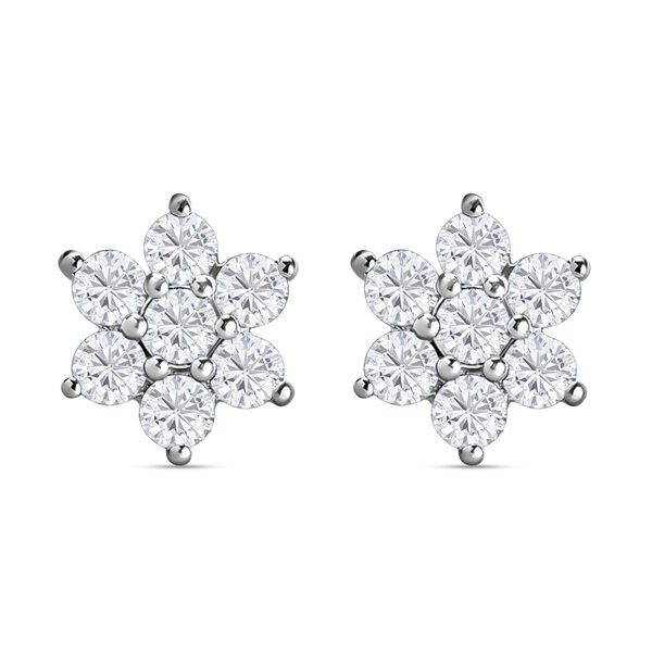 Wei&szlig;e Zirkon-Ohrringe, 925 Silber ca. 0,98 ct