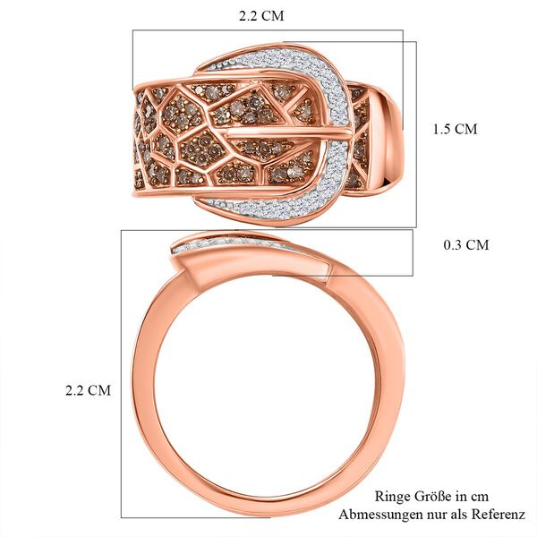 Natürlicher Champagner Diamant Ring 925 Silber 750 Roségold Vermeil (Größe 17.00) ca. 0,50 ct image number 7