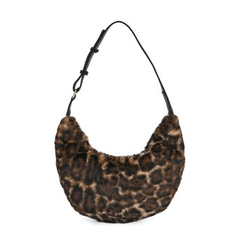 Leopardenmuster-Hobo-Tasche, 30x20 cm, Braun-Beige