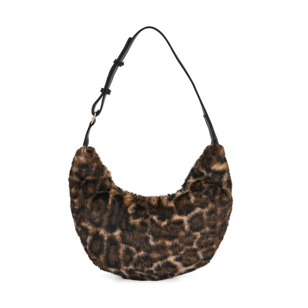 Leopardenmuster-Hobo-Tasche, 30x20 cm, Braun-Beige